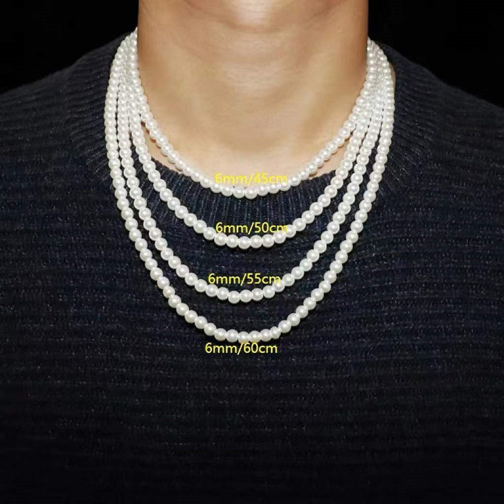 Faux Handmade Pearl Necklace for Men
