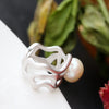 Inlaid Natural Sterling Silver Baroque Style Pearl Ring
