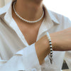 Gold or Silver Beaded Pearl Choker Necklace & Bracelet Combo