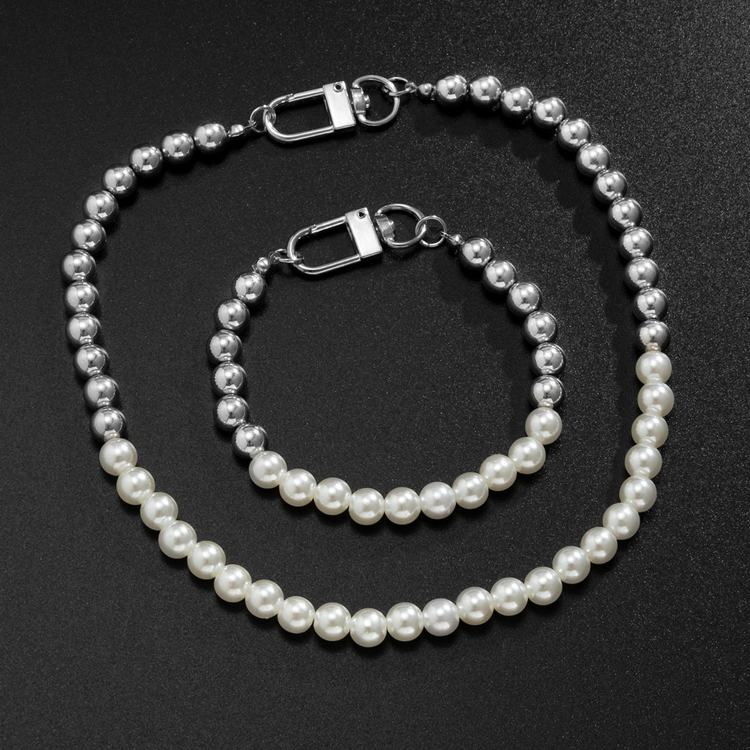 Gold or Silver Beaded Pearl Choker Necklace & Bracelet Combo