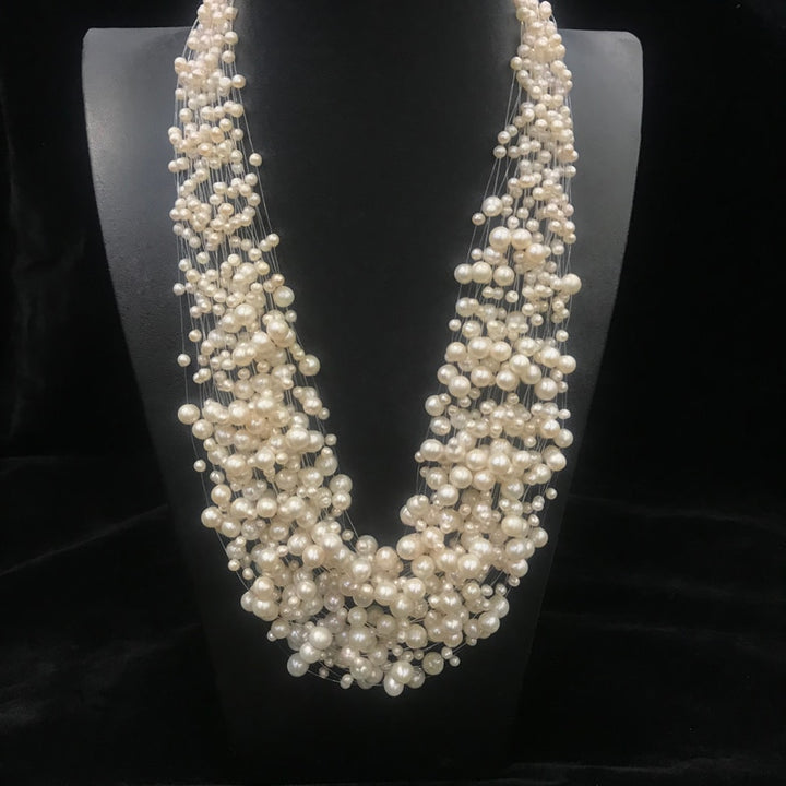 Multi Sized and Strand Natural Fresh Water Pearl Necklace