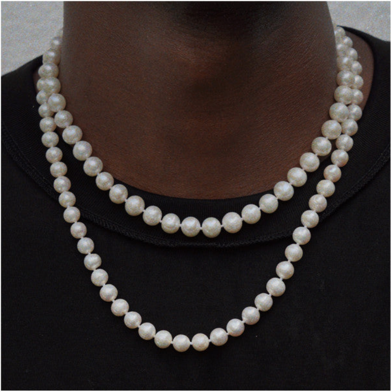 Pearl Necklace for Men | Fresh Water Pearl Chain | 6 Ice, LLC