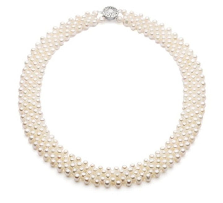 Five Strand AAA White Pearl Necklace