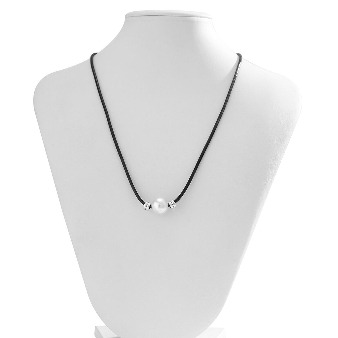 Black Choker Pearl Pendant  Necklace